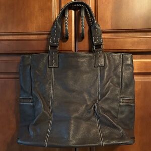 Ann Taylor LOFT Brown Leather Purse w/ 2 Side Zippered Pockets